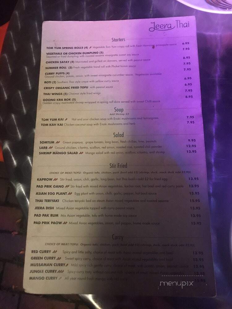Jeera Little Thai Kitchen - Westport, CT menu_pic