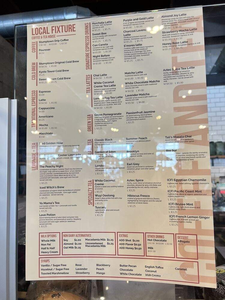 Local Fixture Coffee Bar - Whittier, CA menu_pic