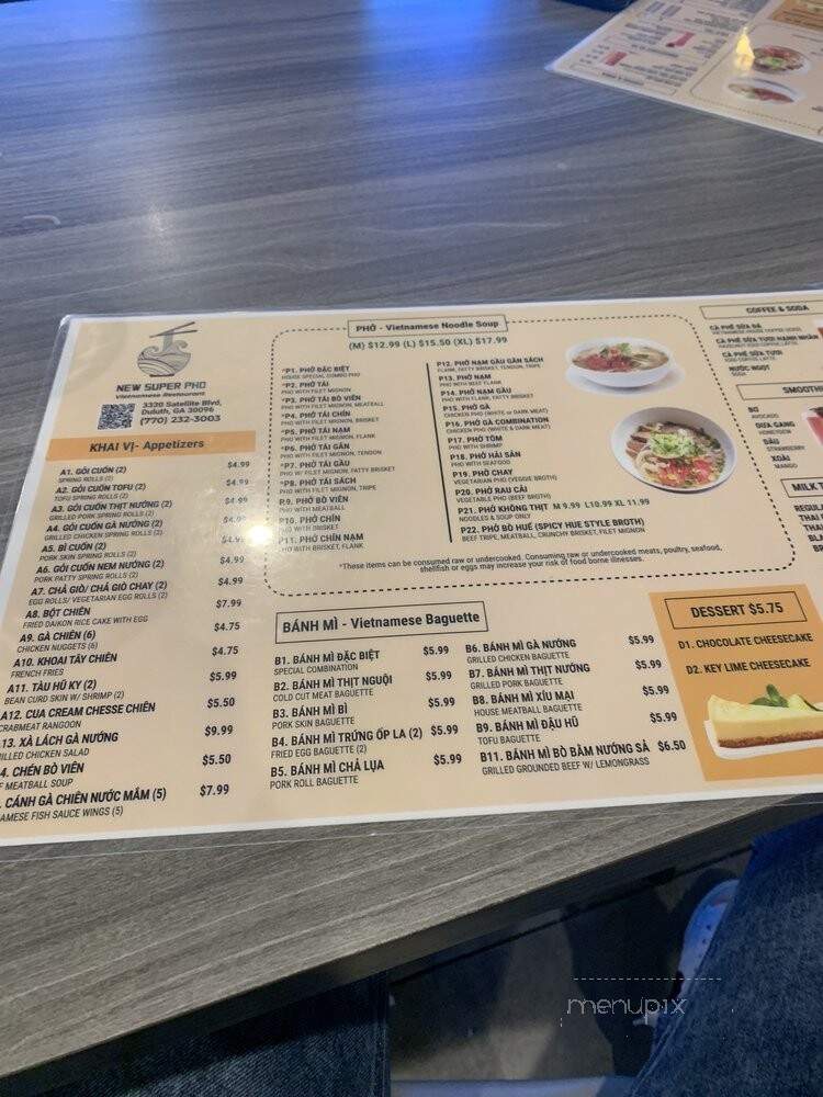 Super Pho - Duluth, GA menu_pic