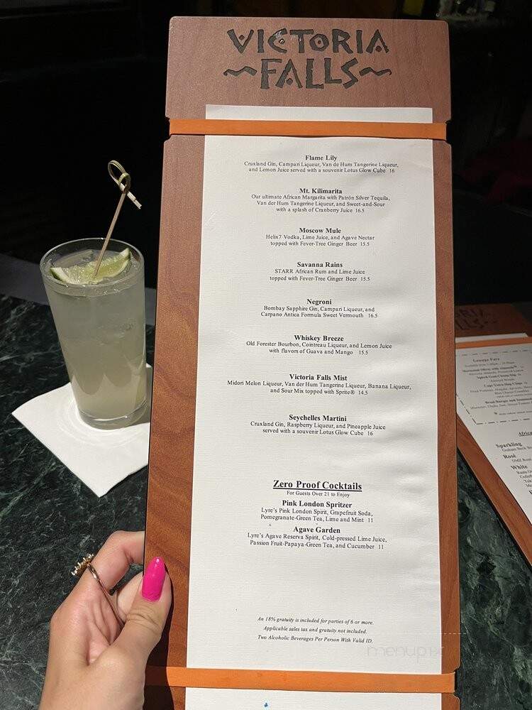 Victoria Falls Lounge - Orlando, FL menu_pic