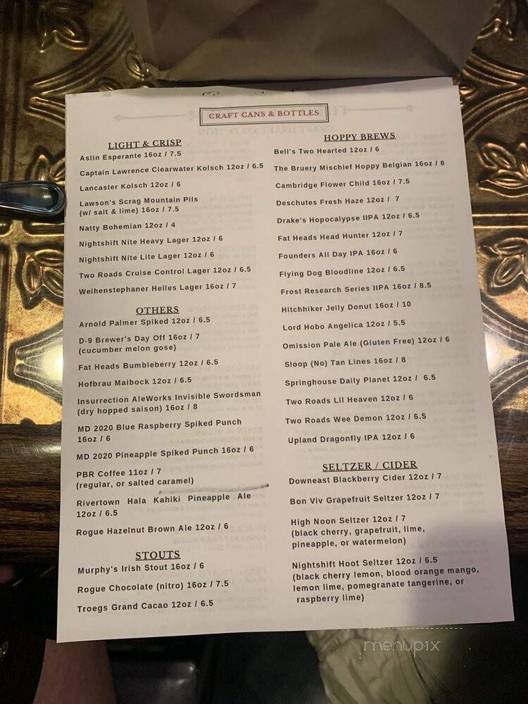 Righteous Tap House - West Chester, PA menu_pic
