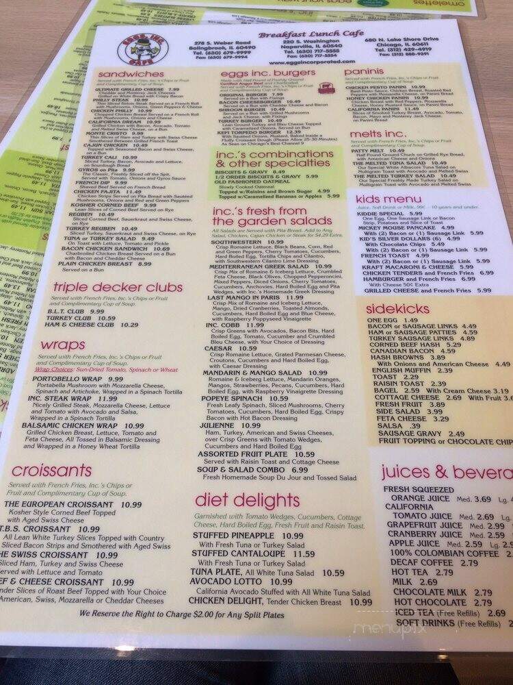 Eggs Cafe - Chicago, IL menu_pic