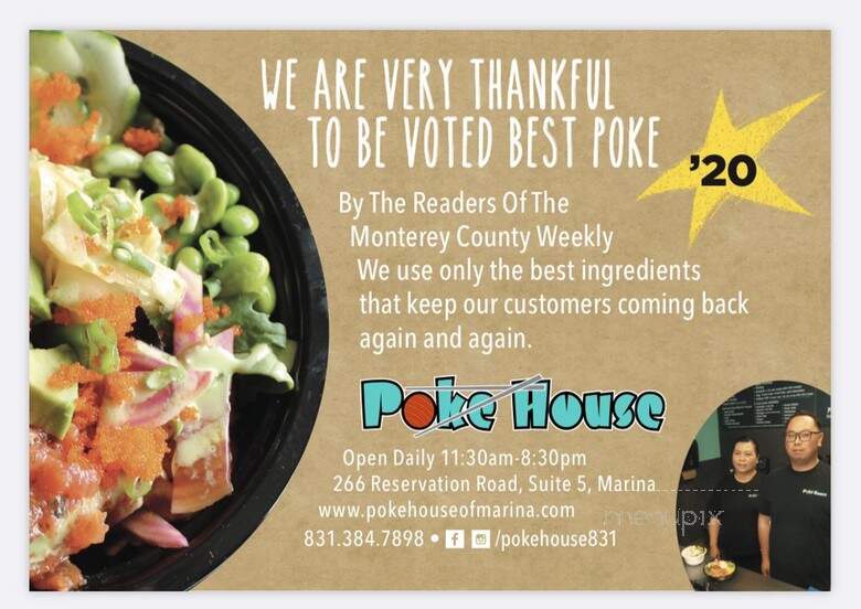 Poke House - Marina, CA menu_pic