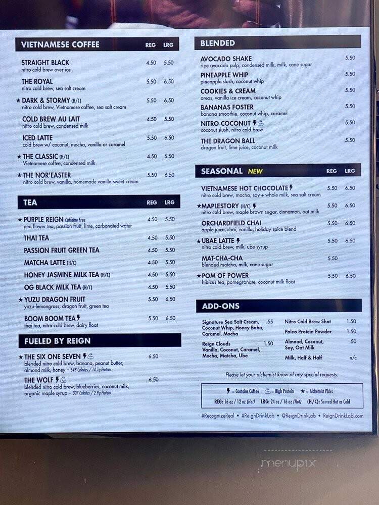 Reign Drink Lab - Dorchester, MA menu_pic