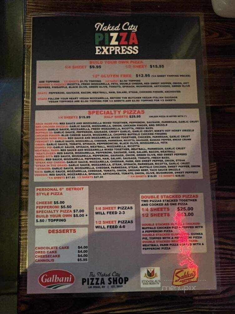 Naked City Pizza Express - Las Vegas, NV menu_pic