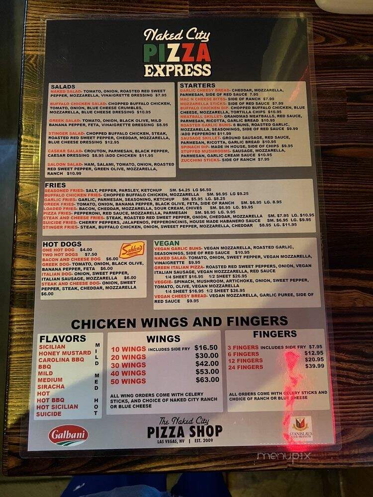 Naked City Pizza Express - Las Vegas, NV menu_pic