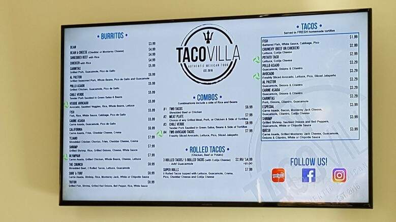 Taco Villa - San Diego, CA menu_pic