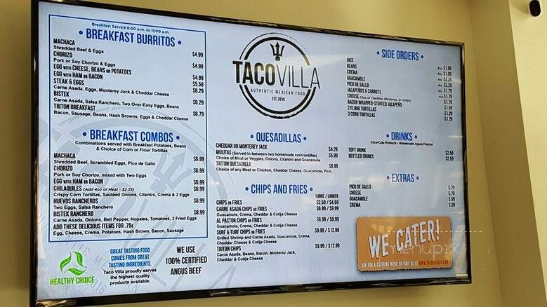 Taco Villa - San Diego, CA menu_pic