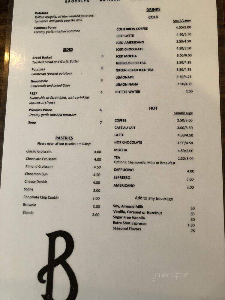 Brooklyn Artisan Bakehouse & Cafe - Brooklyn, NY menu_pic