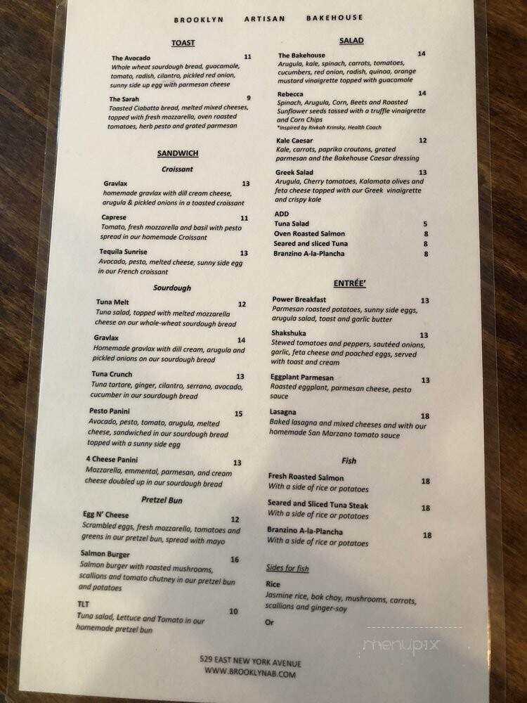 Brooklyn Artisan Bakehouse & Cafe - Brooklyn, NY menu_pic