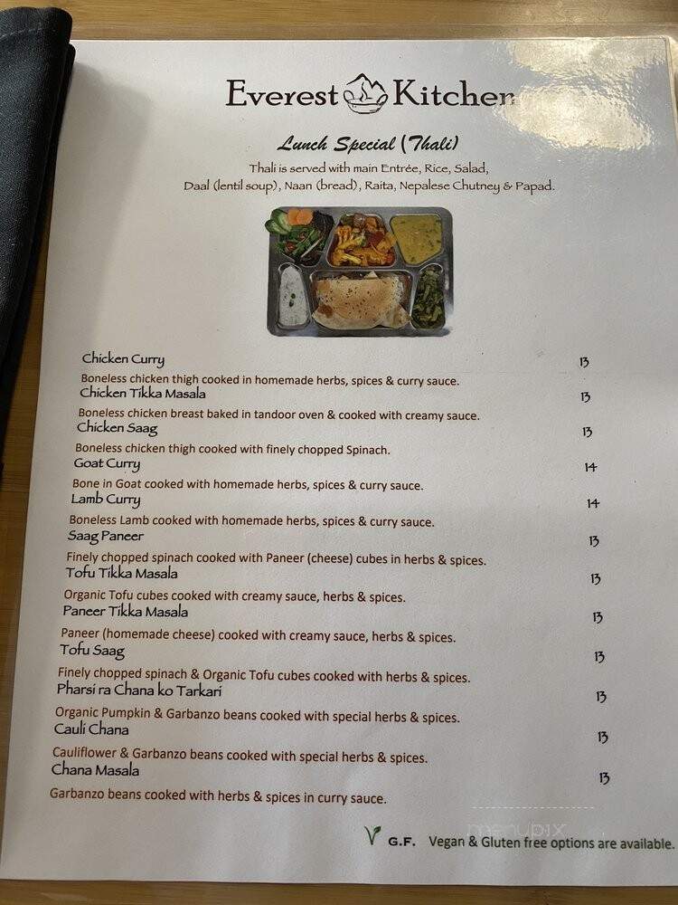 Everest Kitchen - Albany, CA menu_pic