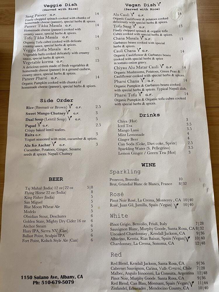 Everest Kitchen - Albany, CA menu_pic