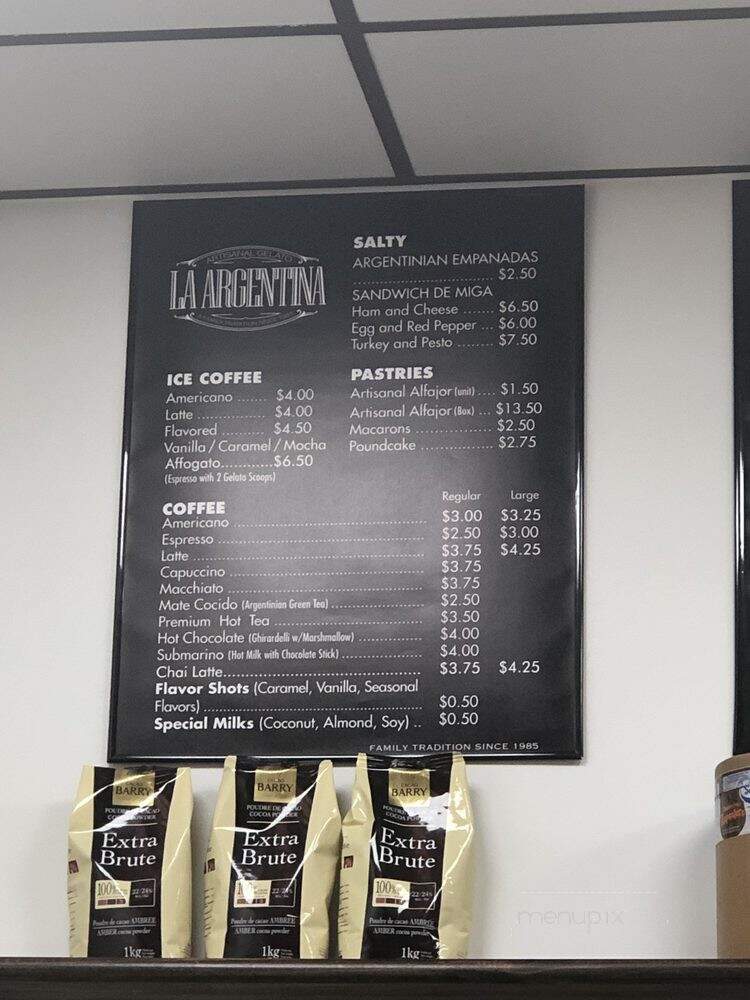 La Argentina Gelato - Houston, TX menu_pic