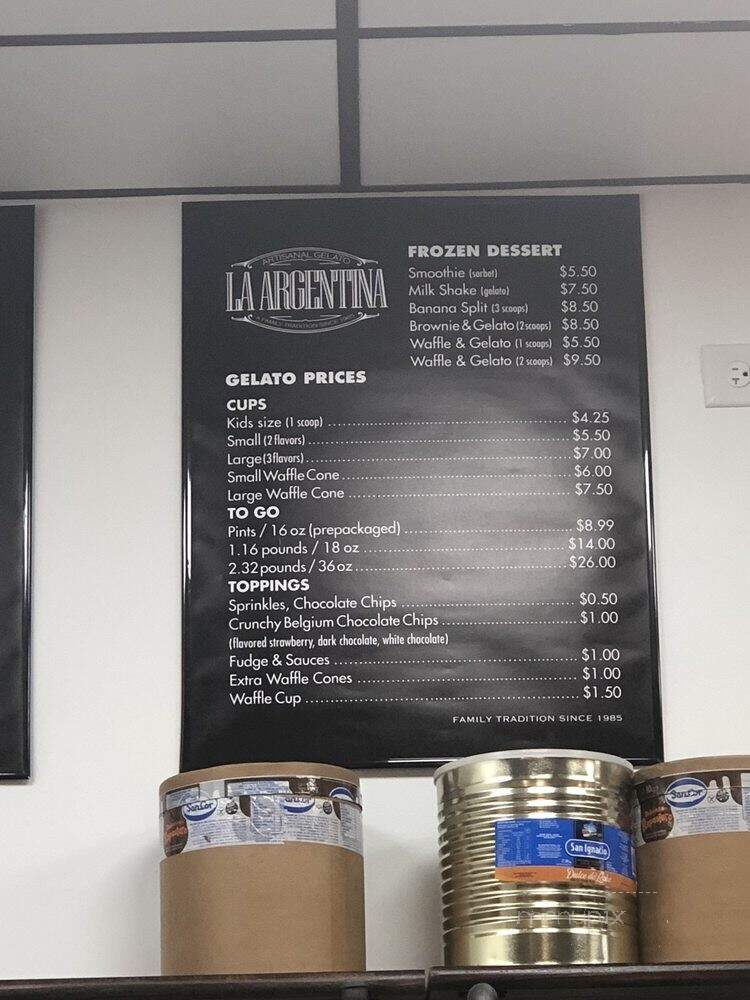 La Argentina Gelato - Houston, TX menu_pic