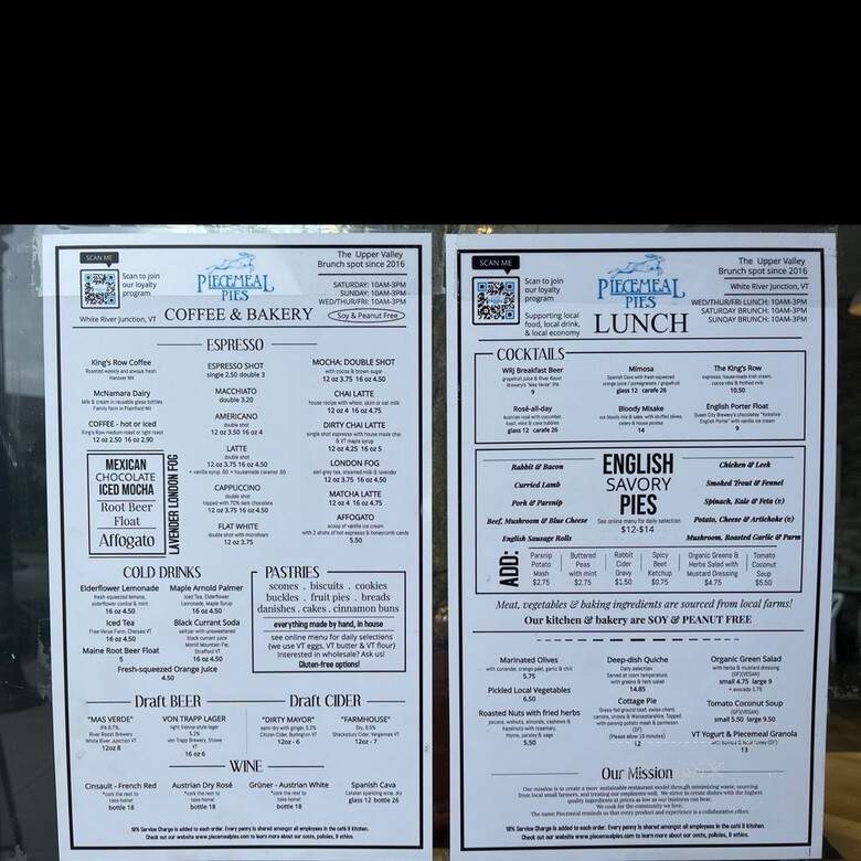 Piecemeal Pies - White River Junction, VT menu_pic