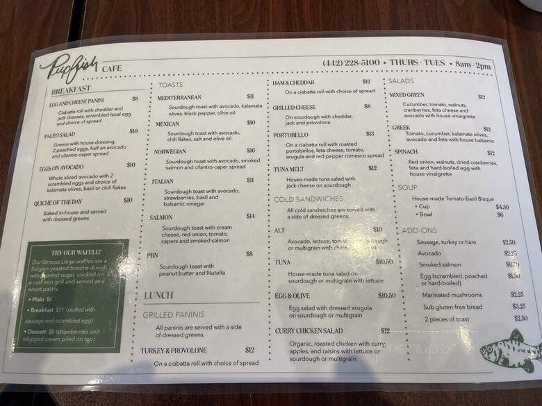 Pupfish Cafe - Bishop, CA menu_pic