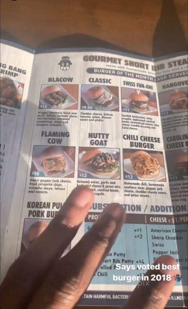 Blacow Burger - Fort Mill, SC menu_pic