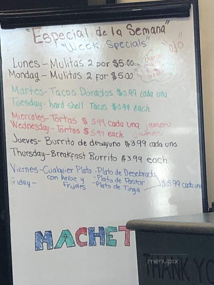 Machetes Mexican food - North Las Vegas, NV menu_pic