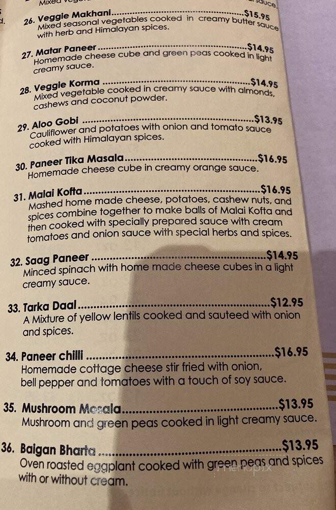 Himalayan Grill - San Diego, CA menu_pic