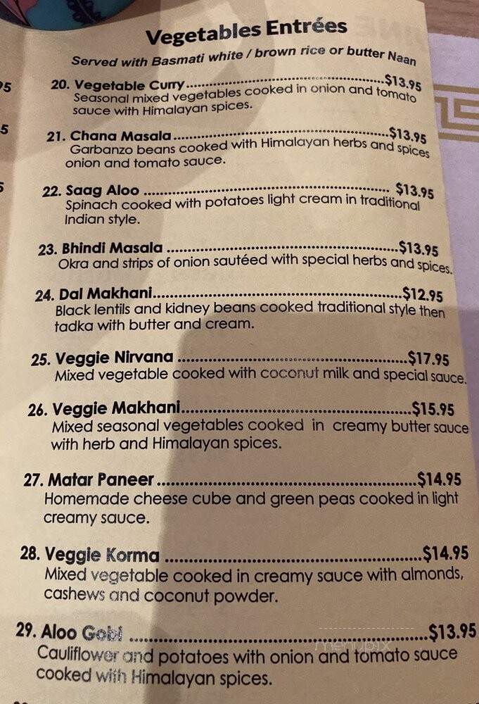 Himalayan Grill - San Diego, CA menu_pic