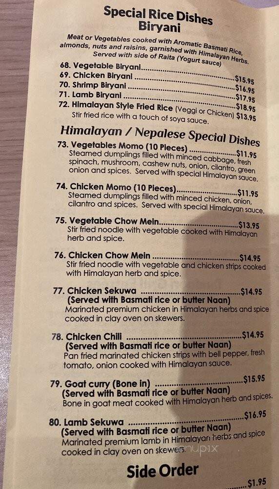 Himalayan Grill - San Diego, CA menu_pic