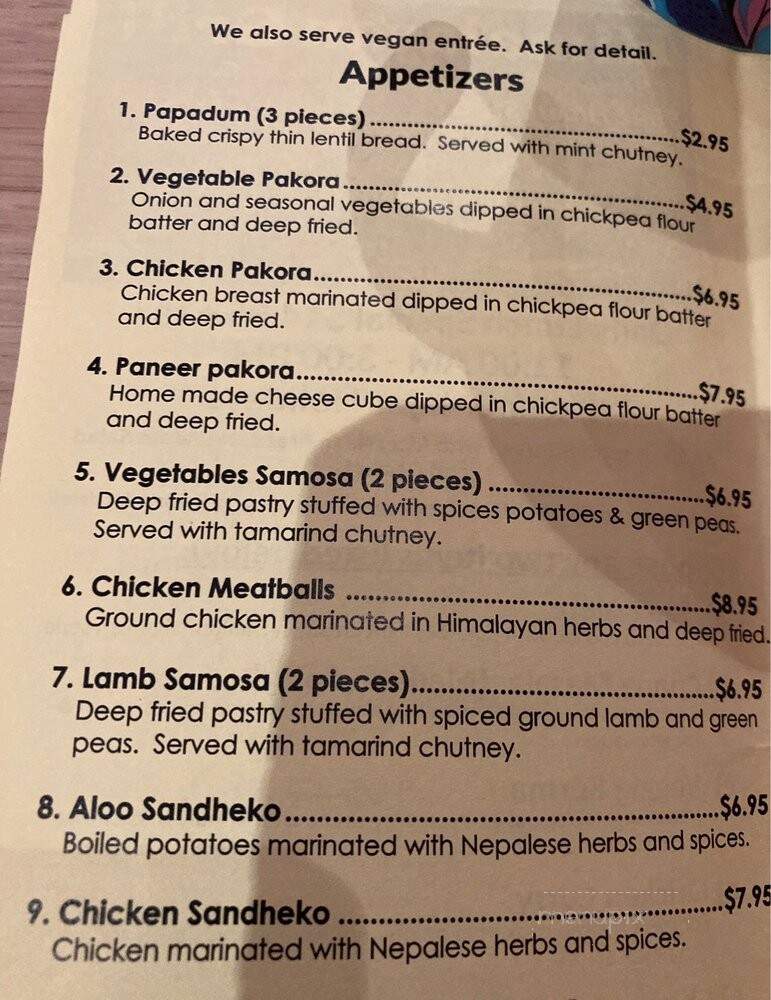 Himalayan Grill - San Diego, CA menu_pic