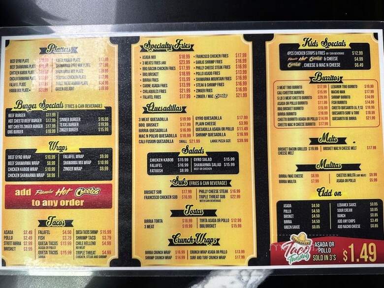 Fatima's Grill - Downey, CA menu_pic