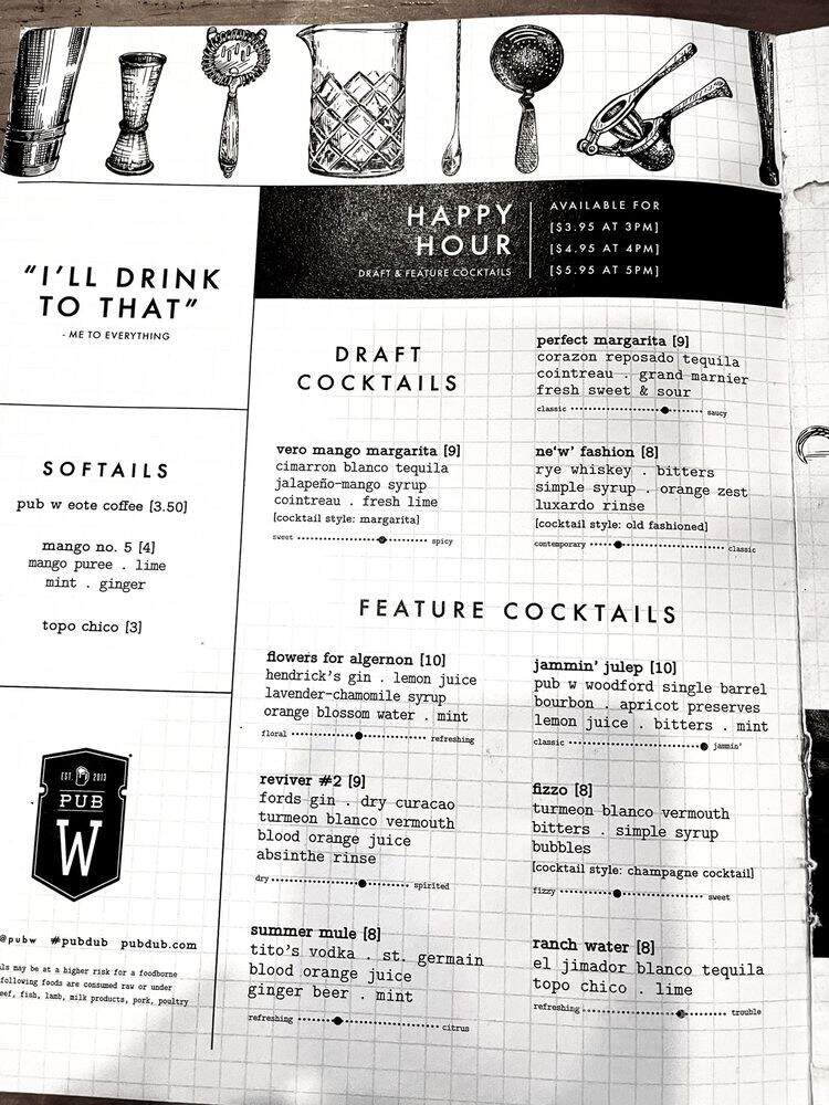 Pub W - Oklahoma City, OK menu_pic