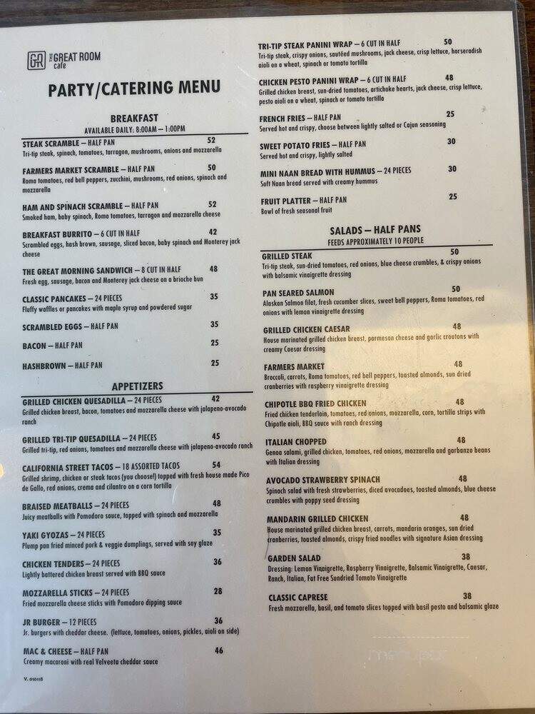 The Great Room Cafe - Redondo Beach, CA menu_pic