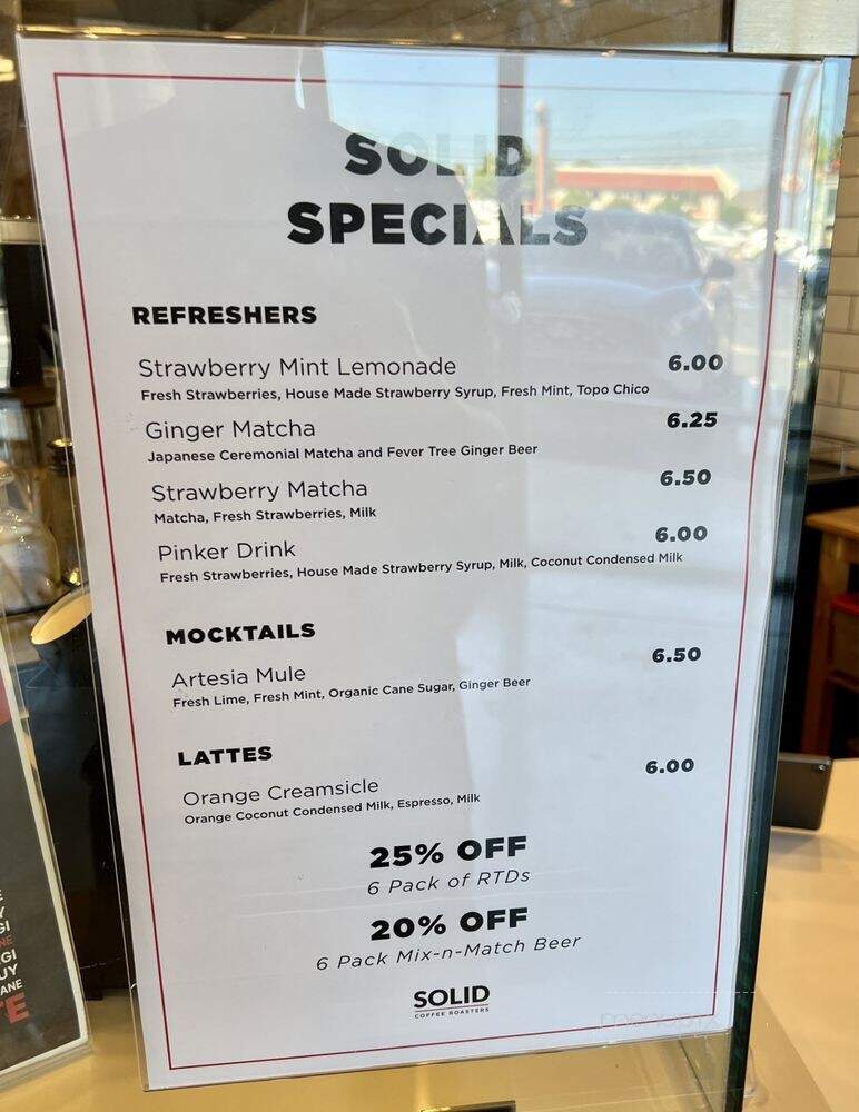 Solid Coffee Roasters - Artesia, CA menu_pic