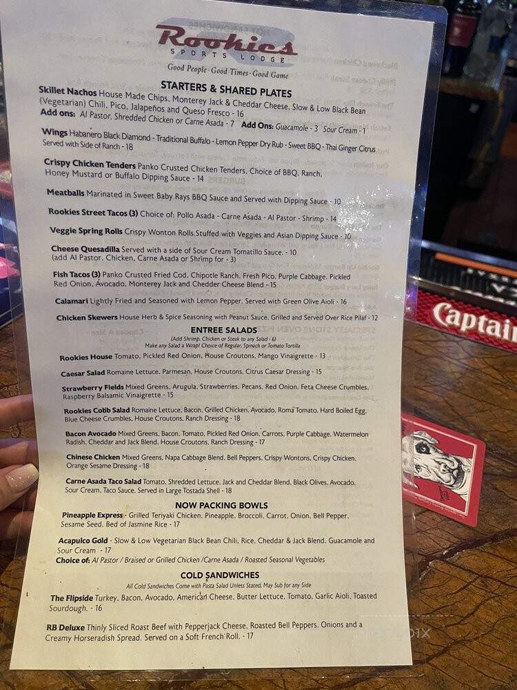 Rookies Sports Lodge - San Jose, CA menu_pic
