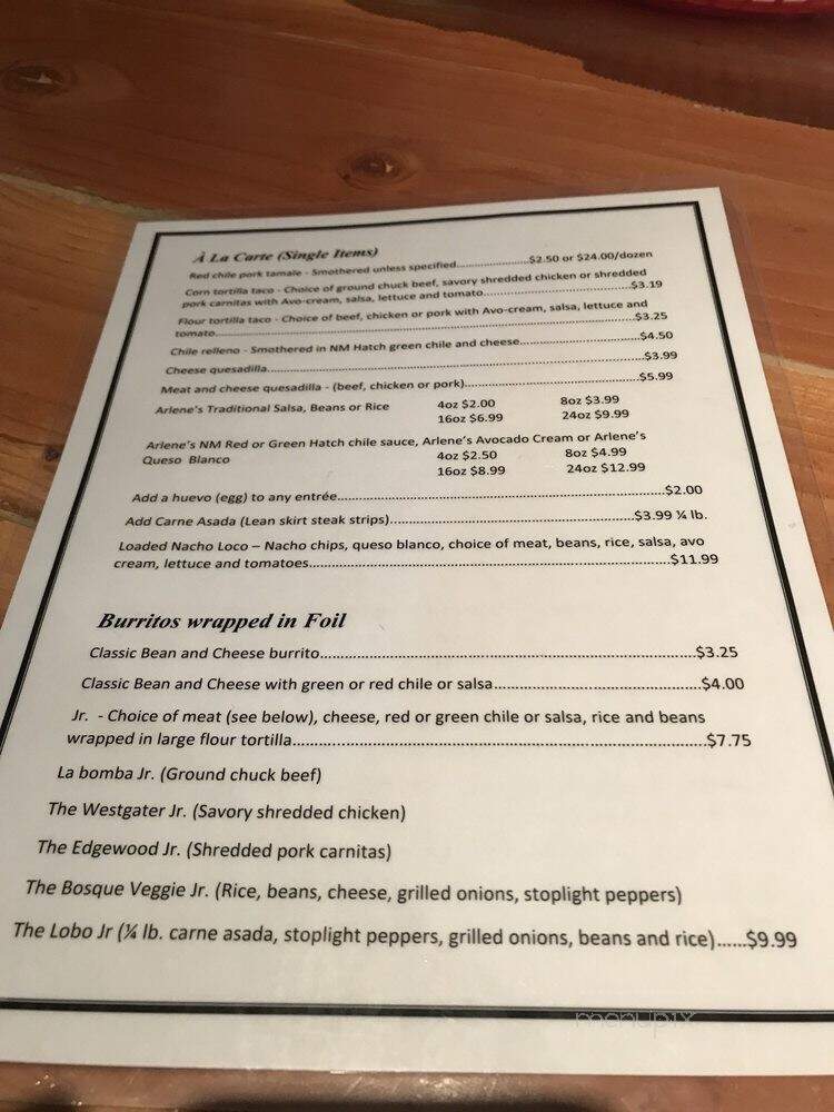 Arlene's Beans & Salsa - Palmer Lake, CO menu_pic