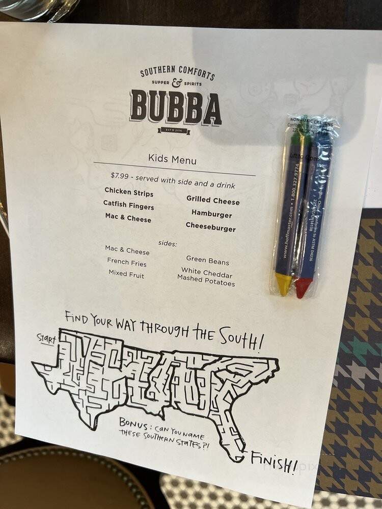 Bubba - Des Moines, IA menu_pic