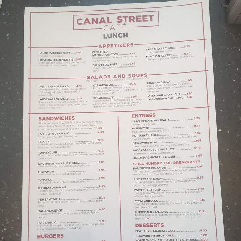 Canal Street Cafe - Milwaukee, WI menu_pic