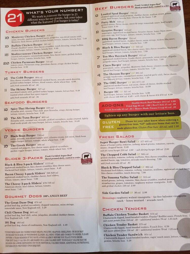 Burger 21 - Raleigh, NC menu_pic