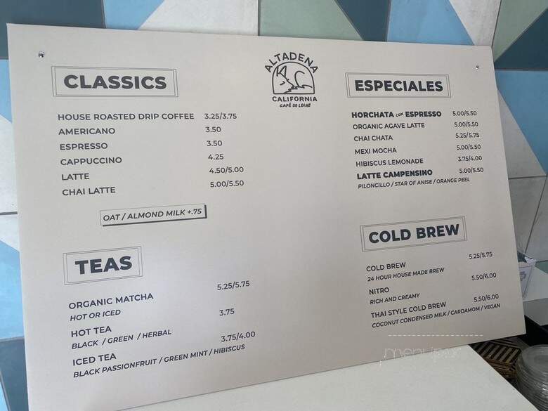 Cafe de Leche - Altadena, CA menu_pic
