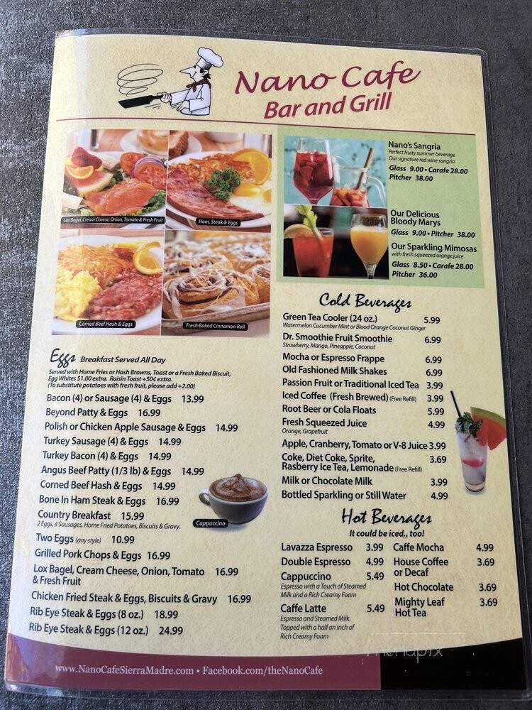 Nano Cafe - Sierra Madre, CA menu_pic