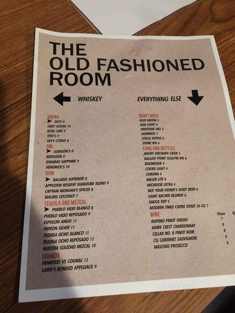 The Old Fashioned Room - Bakersfield, CA menu_pic