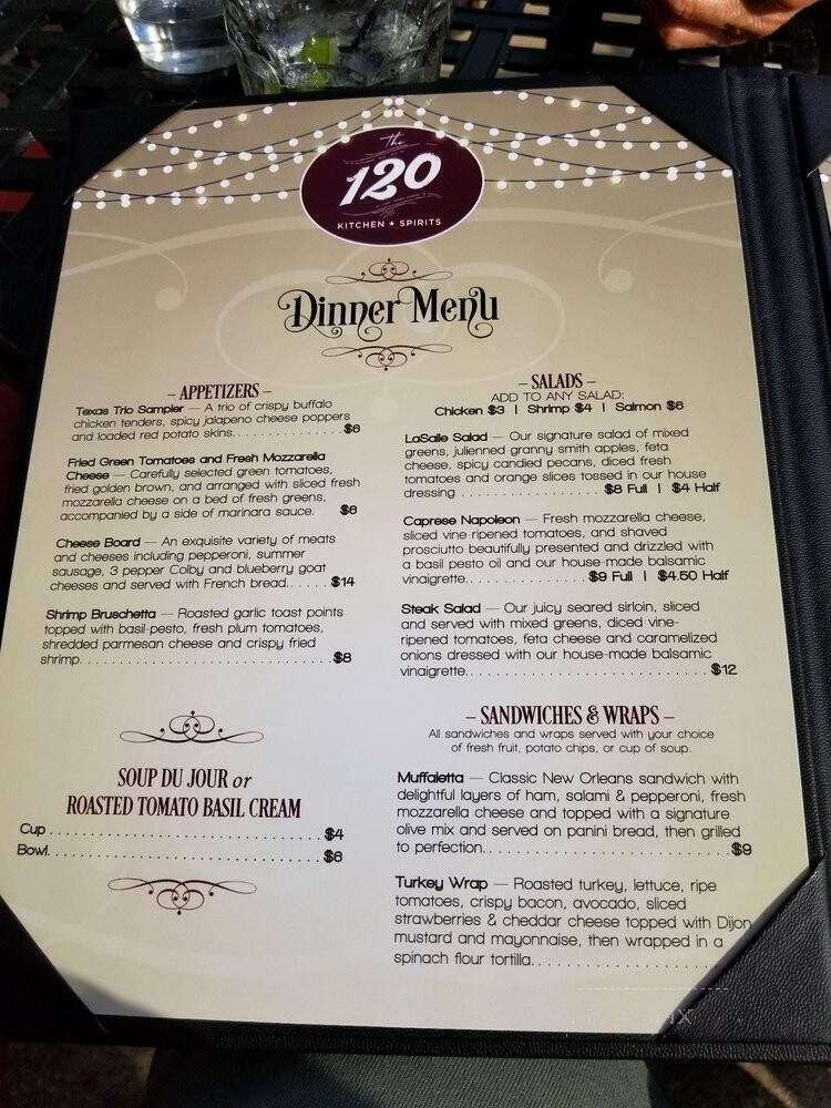 120 Kitchen & Spirits - Bryan, TX menu_pic