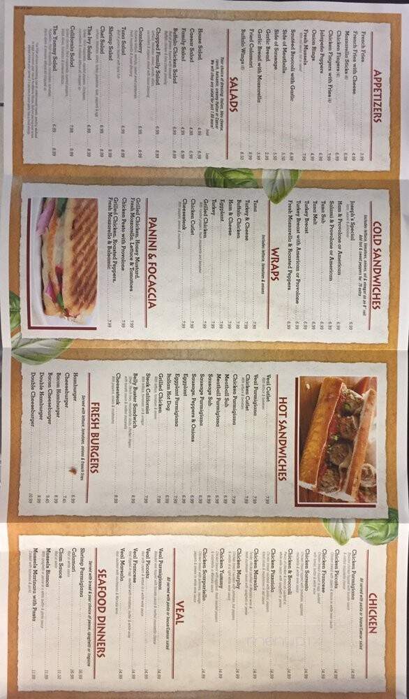 Jimmy's Pizzeria & Family Restaurant - Parsippany, NJ menu_pic