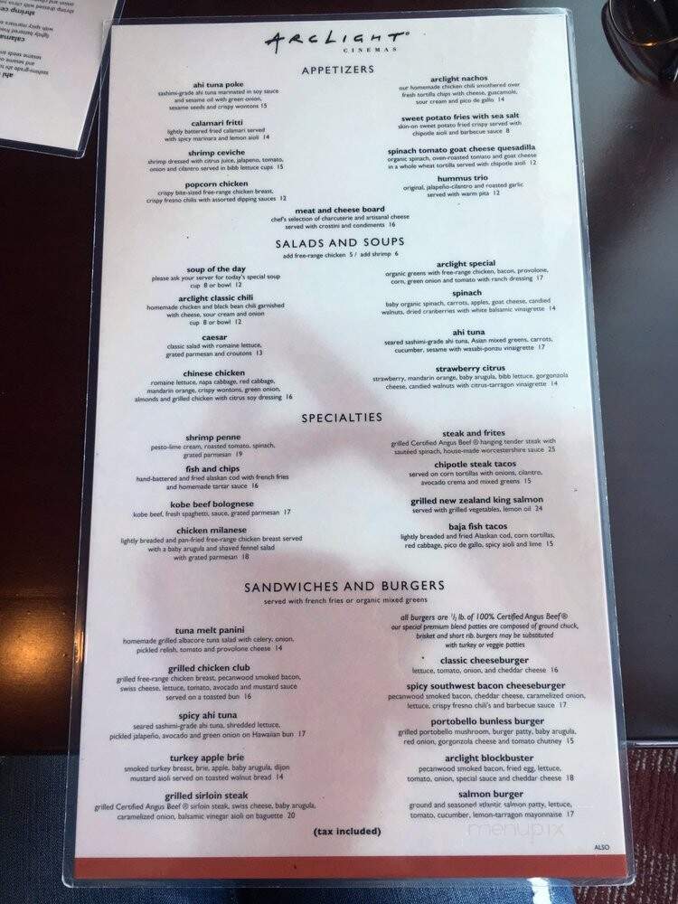Cafe at Arclight Sherman Oaks - Sherman Oaks, CA menu_pic