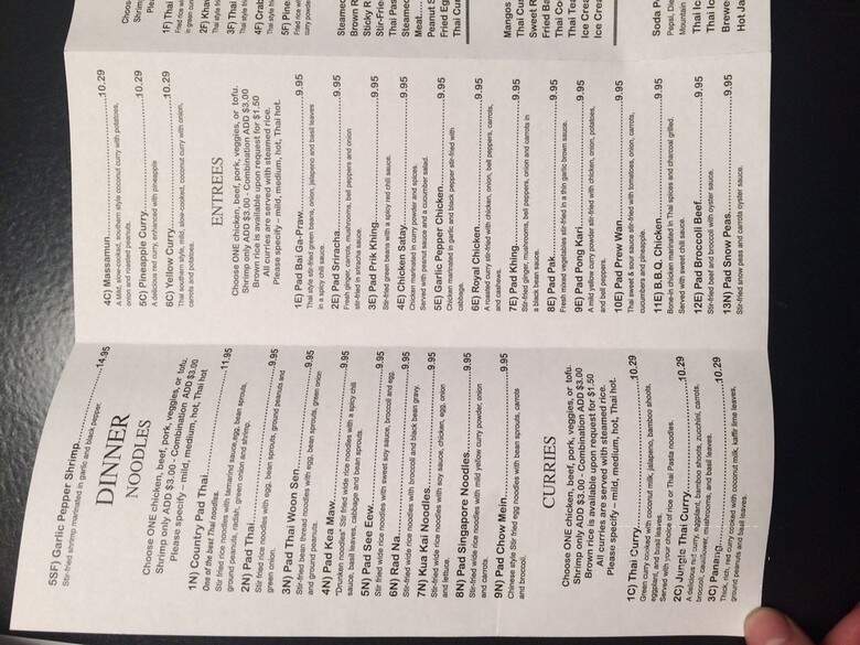 Thai Curry Cuisine - Denver, CO menu_pic