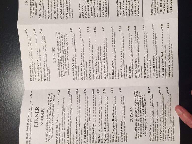 Thai Curry Cuisine - Denver, CO menu_pic