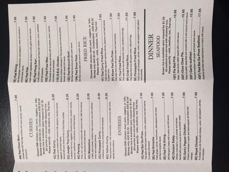 Thai Curry Cuisine - Denver, CO menu_pic