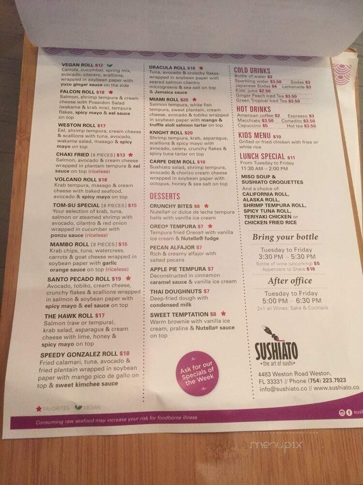 Sushiato - Weston, FL menu_pic