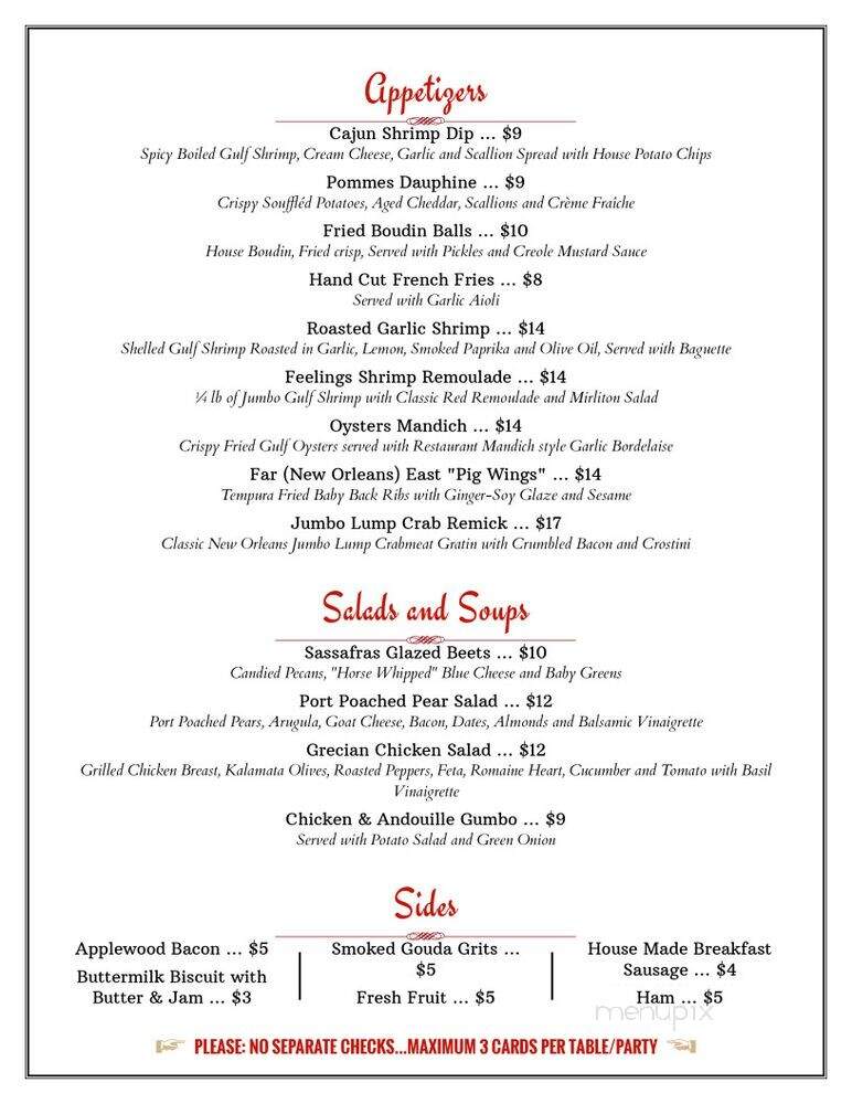 The New Feelings Cafe Bar & Courtyard Lounge - New Orleans, LA menu_pic