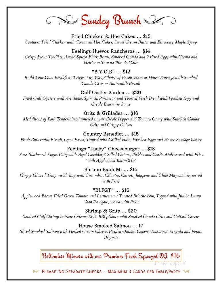 The New Feelings Cafe Bar & Courtyard Lounge - New Orleans, LA menu_pic