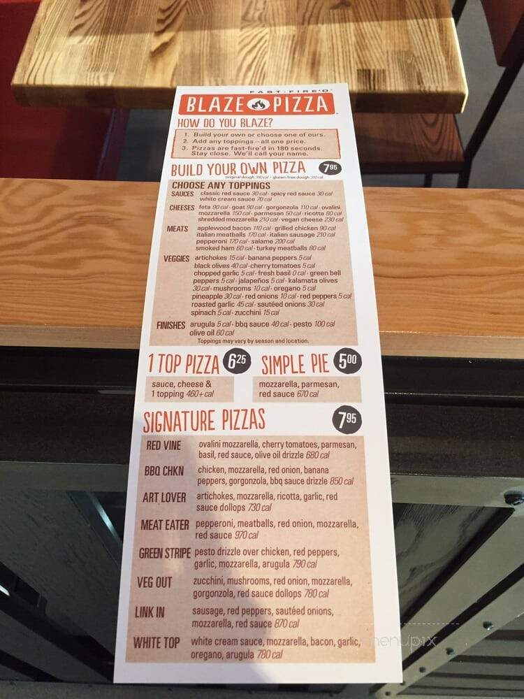 Blaze Fast-Fire'd Pizza - Austin, TX menu_pic