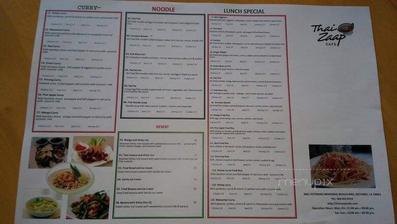 Thai Zaap Cafe - Metairie, LA menu_pic