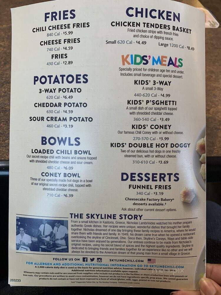 Skyline Chili - West Harrison, IN menu_pic
